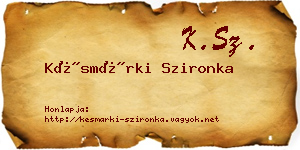 Késmárki Szironka névjegykártya